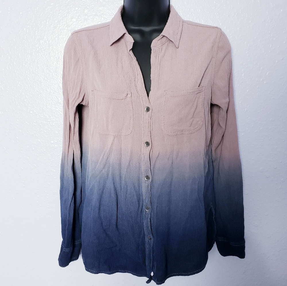 Rock & Republic Ombre Fade Long Sleeve Crinkle